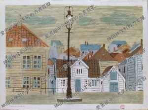 北欧紀行 古き町にて オリジナルリトグラフ「ベルゲンの家」